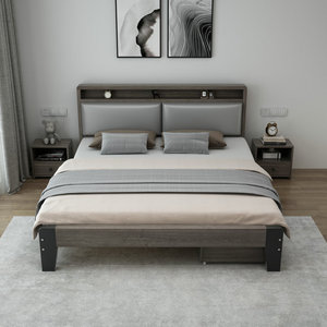 Modern Upholstered <b>Bed</b> 1.8m/1.5m <b>Double</b> Size Bedroom Furniture Framework Structure Low <b>Box</b> Design - Product Image 3