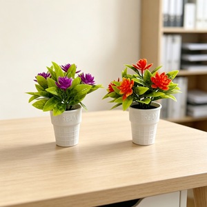 Mini plante artificielle de lotus en pot, 5 couleurs, en plastique, décoration intérieure pour la maison, le salon, avec pot - Product Image 3