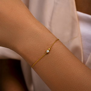 Pulseras CANNER Gold Simple S925 de Plata de Ley con Zirconia Redonda Solitaria - Product Image 4