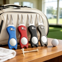 Fourchette de golf personnalisée en acier inoxydable avec design à lame escamotable et marqueur magnétique – Cadeaux pour événements de club, commande en gros, outil de golf