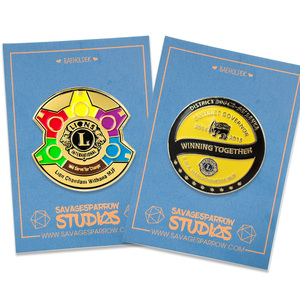 Nhà sản xuất chuyên nghiệp huy hiệu cài áo nam châm tròn men mềm mạ vàng tùy chỉnh Câu lạc bộ Lions Quốc tế - Product Image 1