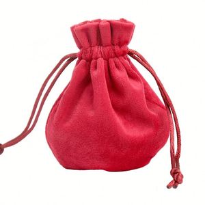 Sac à cordon en velours avec logo personnalisé, petits sacs à poussière pour bijoux personnalisés, pochette à cordon en daim - Product Image 5