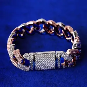 925 Sterling Silver Cuban Link Bracelet With Lab Grown Moissanite Diamond Bright Finish Minimal Style Jewelry - Product Image 3