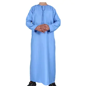 2022 New Oman design Plain White Saudi Men Thobe Oman Thawb