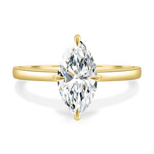 Bagues de fiançailles en or jaune massif 18K, bagues de fiançailles en diamant de laboratoire de taille marquise, bague en diamant solitaire à pointe d'aigle de luxe, OEM ODM - Product Image 1