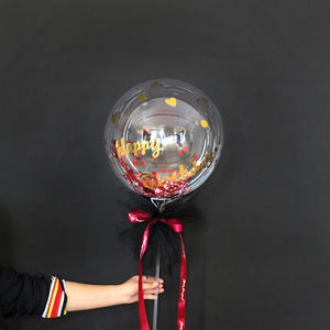 Cadeau d'alentine DIY Maille rose avec <span class=keywords><strong>ruban</strong></span> à nœud <span class=keywords><strong>Autocollant</strong></span> rose Plume colorée fillig bouquet lumineux ballon <span class=keywords><strong>led</strong></span> bobo ballon lumineux - Product Image 4