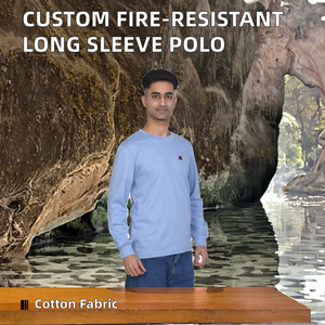 T-shirt à manches longues en coton respirant personnalisable pour hommes adultes, logo imprimé par transfert thermique, résistant au feu, service OEM, uniformes - Product Image 2