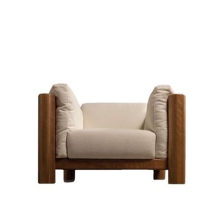 Sillón Individual Estilo Wabi Sabi con Estructura de Madera Maciza para Sala de Estar, Cafetería, Recepción de Hotel - Product Image 5
