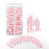 Ongles artificiels pleine couverture couleur unie style français ; Autocollants pour ongles à motif écossais pré-dessinés, brillants et emballés en boîte, pour l'exportation.