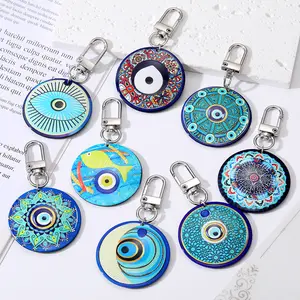 4*4cm Resin Evil Eye Keychain Blue Eye Protection Good Luck Charms Key Chain for Car Keys Holder Bag Purse