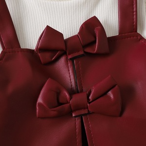 Ensemble robe en <span class=keywords><strong>cuir</strong></span> pour tout-petits, vêtements pour enfants, vêtements pour bébés, vêtements pour filles de 4 à 6 ans, tenues assorties pour filles en bas âge - Product Image 4