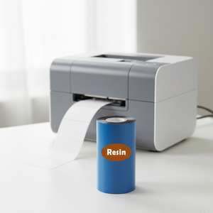 Thermal Ribbon Resin 55mm x 300m Black Ink Outside 1 Inch Core For Label <b>Printer</b> Compatible Use - Product Image 1