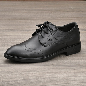 Zapatos Oxford de Cuero Genuino para Hombre, con Punta Puntiaguda, con Cordones, para Otoño, Oficina, Carrera Profesional, con Suela de Goma que Aumenta la Altura - Product Image 3