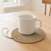 Sous-verre en corde de jute naturelle pour table à manger, comptoir de cuisine, bar à café avec boucle de suspension pour décoration murale