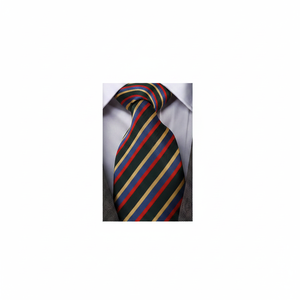 Corbata rayada verde oliva Azul Rojo - Product Image 2