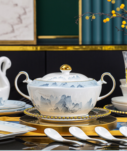 Vajilla de cerámica china estilo de tinta setenta piezas regalo preferido en el extranjero chino cerámica juego de vajilla de Navidad - Product Image 4