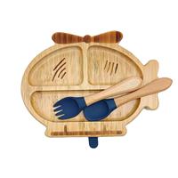 Assiette, cuillère et fourchette pour tout-petits, ensemble de couverts pour bébé, en fibre de bambou, antidérapant, écologique, vaisselle pour enfants