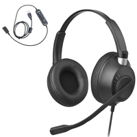 Headset USB Over Ear dengan Peredam Kebisingan Aktif, Mikrofon Eksternal, dan Mode Kontrol