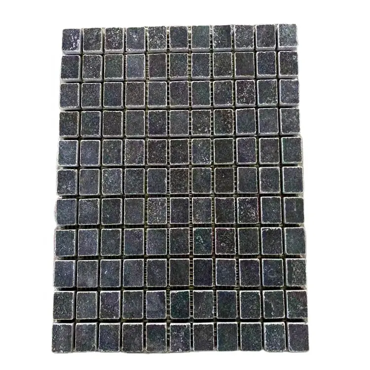 Shandong Mosaic Bluestone verrückter Pflasters tein Bluestone Streifen fertiger Französisch Muster Bluestone Außen Kalkstein boden Mosaik