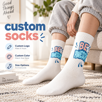Chaussettes blanches personnalisées avec impression de texte bleu et rose, créez votre propre design, n'importe quelle couleur et ajoutez votre logo