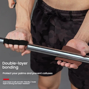 Protège-mains en cuir de vachette à quatre doigts pour femmes et hommes, pour l'entraînement de traction et le <span class=keywords><strong>fitness</strong></span> sportif, prévient les callosités - Product Image 3