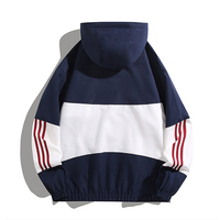 Veste de sport vintage en coton à capuche pour homme, avec patch brodé, faible MOQ, logo personnalisé, OEM, coupe-vent, vestes décontractées