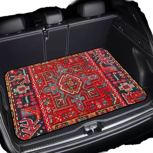 Retro Bohemian <strong>Carpet</strong> Design Plush <strong>Rubber</strong> Square Thin 1pcs <strong>Heavy</strong> <strong>Duty</strong> Front Car Floor Mats Dirt Resistant <strong>Back</strong> Protector - Product Image 4