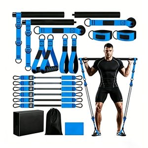 Customizable Portable <b>Workout</b> Pilates Bar Kit Multifunctional Indoor TPE Resistance <b>Bands</b> Sets for Fitness - Product Image 1