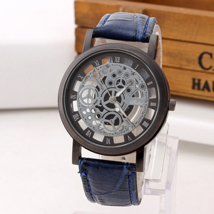 นาฬิกาควอตซ์ผู้ชายขายส่ง สายหนังแท้ ฝาหลังใส - Product Image 5