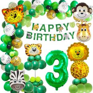 Décorations de 1er <span class=keywords><strong>anniversaire</strong></span> pour garçons, décorations de fête à thème <span class=keywords><strong>Jungle</strong></span> avec bannière joyeux <span class=keywords><strong>anniversaire</strong></span>, Kit de guirlande de ballons <span class=keywords><strong>Jungle</strong></span> Safari - Product Image 4
