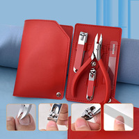 Juego de Cortaúñas Profesional de Acero Inoxidable de 4 Piezas, Lujoso y Portátil, con Lima Nano y Cortacutículas, en Caja de Regalo