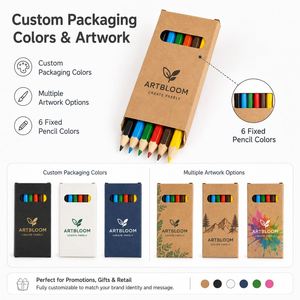 Juego de 6 Lápices de Colores de Madera con Logotipo Personalizado, en Caja de Cartón, para Niños, Material Escolar, Regalo Promocional - Product Image 4