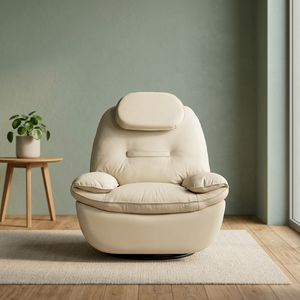 Modern PU Leather Recliner Chair with Swivel Base Cushion Back Padded Arms for Living Room - Product Image 4
