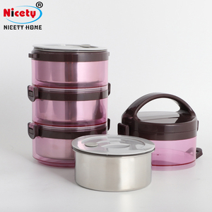 Stainless Steel 304 Round Shade Lunch Tiffin Box Thermal Stackable Lunchbox Keep Food Warm Tiffin Box for School
