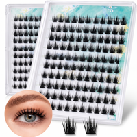 Extensions de cils en forme d'éventail faites à la main, sans colle, faciles à poser, cils pré-collés, cils auto-adhésifs, bouquets de cils