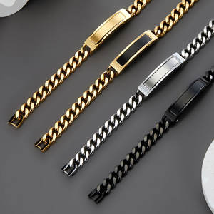 Pulsera de Acero Inoxidable con Baño de Oro de 18K al por Mayor, Antialérgica, Resistente al Deslustre, Impermeable, de Moda, con Grabado - Product Image 3