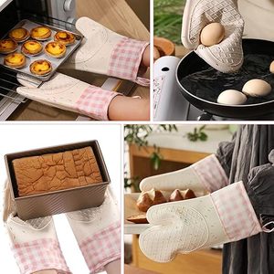 Gants de cuisine en silicone résistants à la chaleur, mitaines de four épaisses antidérapantes anti-brûlure pour la cuisson, compatibles micro-ondes - Product Image 4
