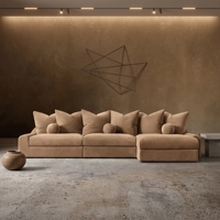 Canapé modulaire Jennifer en cuir, 3 pièces, avec chaise longue à droite, luxe moderne, sur mesure, rembourré, pour salon et hôtel