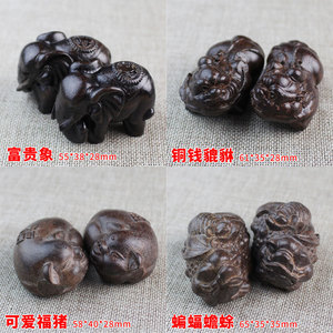 เหรียญทองแดงปี่เซียะ 61x35x28 มม. แกะสลักด้วยมือ ไม้เกรย์วูด ของตกแต่งโบราณ - Product Image 5