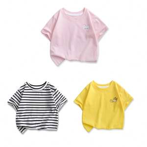 Camisetas de Verano de Diseño Nuevo, Directamente de Fábrica, <span class=keywords><strong>Camiseta</strong></span> de Algodón Orgánico para Niñas, Cómoda, Transpirable, con Cuello Redondo, Camisetas Casuales - Product Image 1