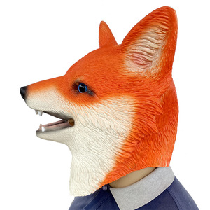 Máscara de Látex de Zorro Adorable para Fiesta de Halloween, Divertido Disfraz de Animal, Accesorios para Teatro y Baile de Máscaras, Impresión Serigráfica <span class=keywords><strong>1</strong></span> - Product Image 3