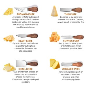 Couverts Cadeau <span class=keywords><strong>Fromage</strong></span> Outil Trancheuse Cutter Râpe <span class=keywords><strong>À</strong></span> <span class=keywords><strong>Fromage</strong></span> Fourchette Épandage Couteau Collection Manche En Acacia 6 Pièces Chesse Couteau Ensemble - Product Image 3