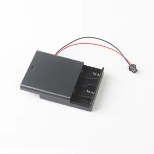 Support de batterie en plastique AA 4AAA 6V 4, avec interrupteur couvercle, fil de plomb, broches, <span class=keywords><strong>connecteur</strong></span> jst, prise USB <span class=keywords><strong>9v</strong></span>, courant continu - Product Image 1