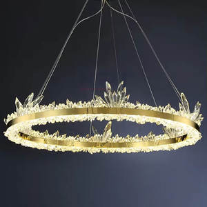 Zèle Lumière De Luxe Cercle Conception Lustre En Cristal Moderne Or Led Cercle Anneau Rond Led Pendentif Lumière - Product Image 6