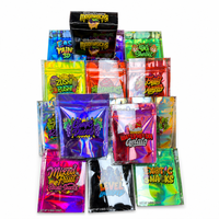 Sachets Mylar personnalisés de 3,5 g avec boîte pliable transparente en plastique, sachet refermable anti-odeur à fermeture éclair, pochette verticale 3,5 Exotic Cali Packs