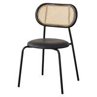Chaise de salle à manger moderne minimaliste en osier avec dossier en bois massif et revêtement en cuir pour la maison, le bureau, les maisons d'hôtes et les salons de thé