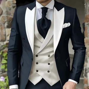 Elegante Completo da Matrimonio 3 Pezzi Giacca <span class=keywords><strong>Pantaloni</strong></span> Gilet Set Completo Lussuoso Monopetto con Risvolto a Punta Abbigliamento Maschile Viola Abiti da Uomo Blazer - Product Image 5