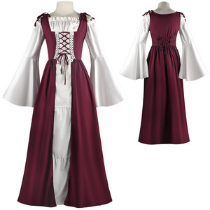 Vestido Medieval Renacentista para Mujer, Cuello Cuadrado, Cordones, Manga Larga, Disfraz de Cosplay, Juego de Rol, Anime - Product Image 3