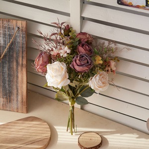 CallaFloral Ramo de Rosas Artificiales de Tela Plástica Tejida para Decoración de Bodas y Hogar CF01489B - Product Image 1