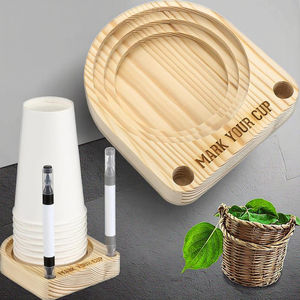 Wooden <b>Cup</b> Holder with Marker Slot for Party Office Kitchen Countertop Showers <b>Picnic</b> - Product Image 4